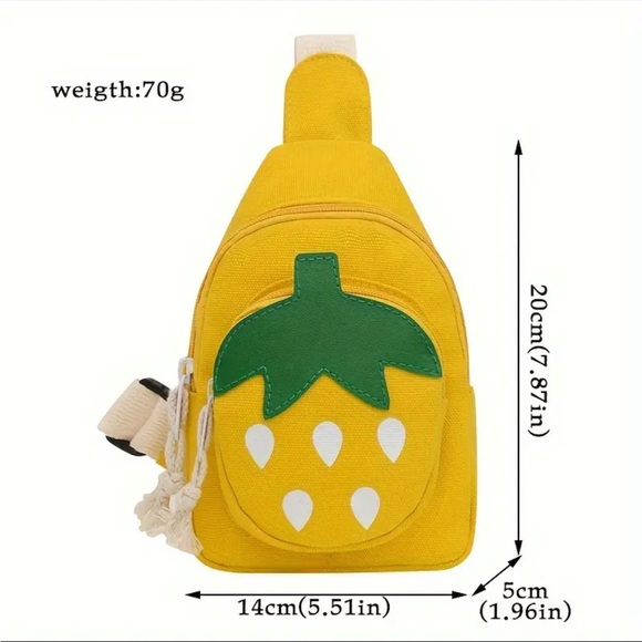 🆕 Strawberry Pattern Shoulder Bag Zippered Pack Girls 🍓 - Picture 3 of 4